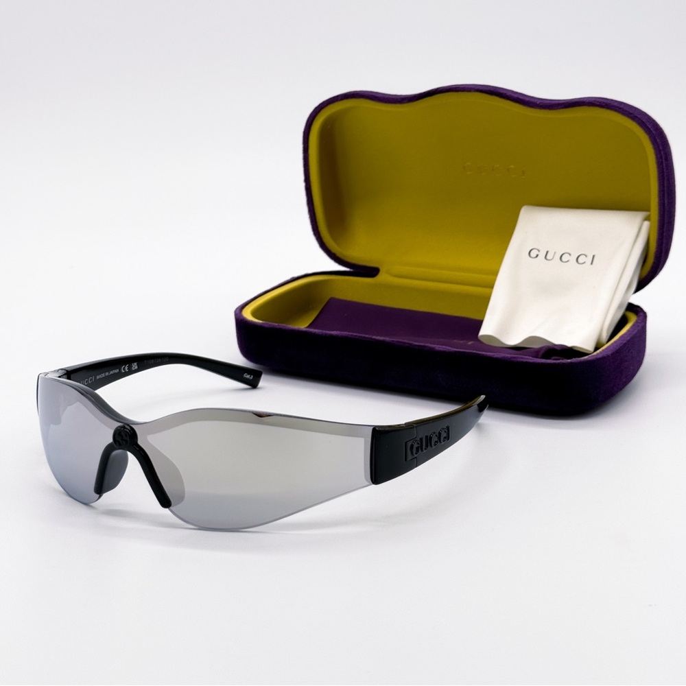 NEW GUCCI GG1651S 004 MASK BLACK SILVER UNISEX SUNGLASSES GUCCI